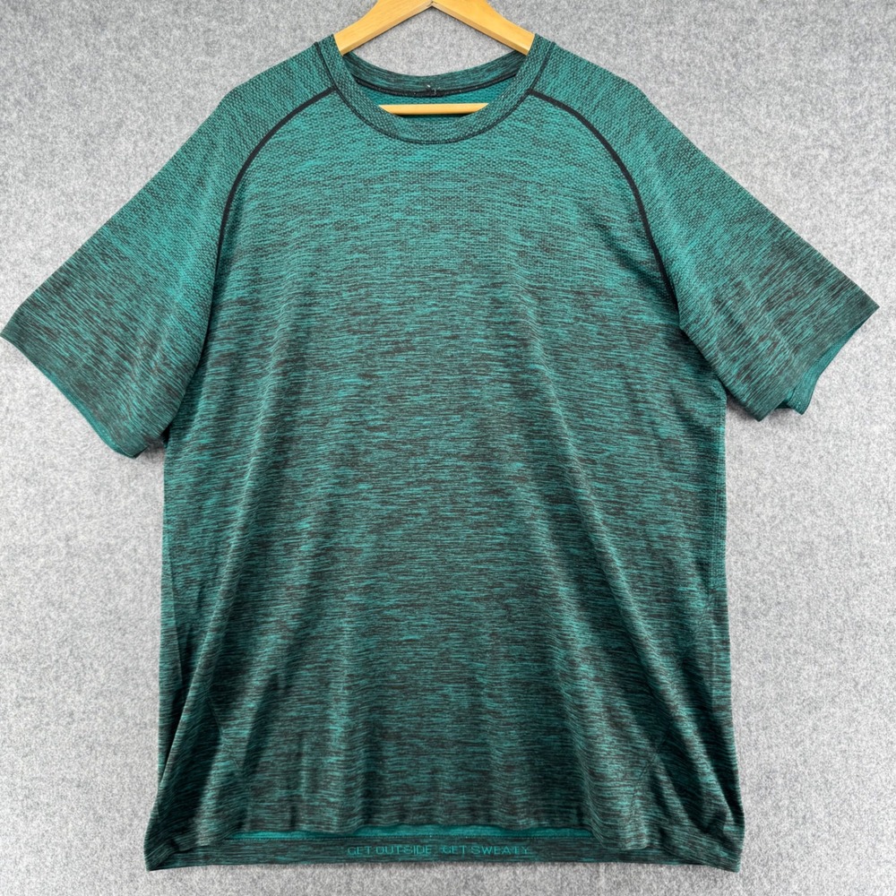 Lululemon Metal Vent Tech Shirt Mens XL Teal Black Space Dye Short Sleeve - Picture 1 of 7